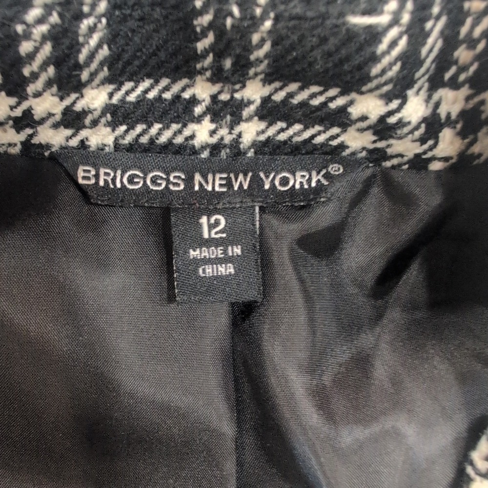 Briggs New York Houndstooth Blazer Jacket Black White Career Work Sz 12 - Picture 5 of 6